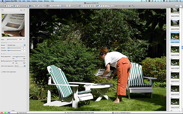 Marie setting up the shot in the garden at Gene & Rosemary's cottage in the Cape Cod town of Chatham