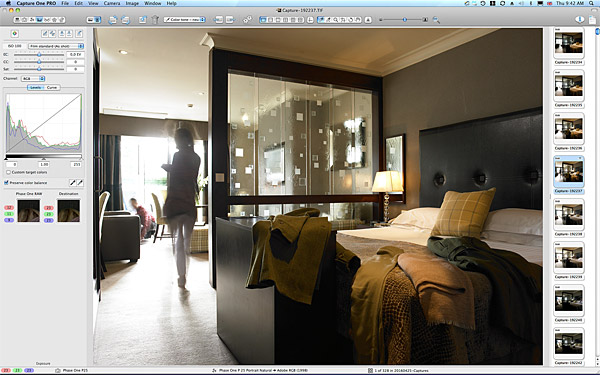 Behind the scenes during the shoot in the Junior Suite bedroom at Killarney Park Hotel in the Irish County of Kerry.