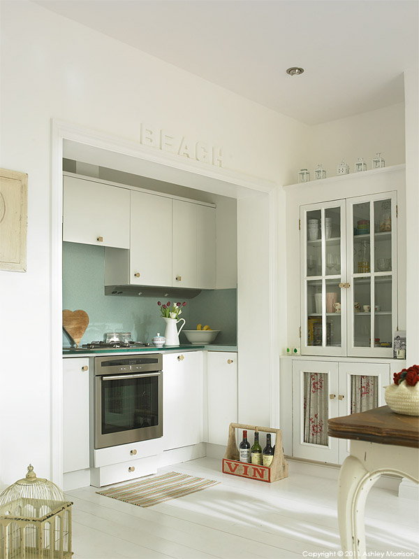 The kitchen in Beth and Jason Cooper's three-story period terrace in the West Sussex village of West Wittering.