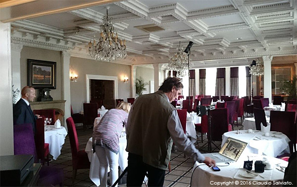 Behind the scenes during the shoot in the Park Restaurant at Killarney Park Hotel in the Irish County of Kerry.