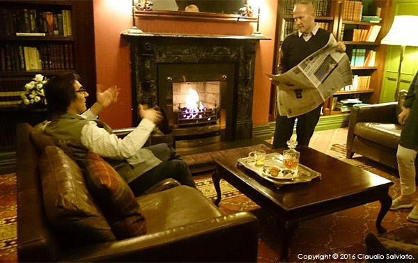Behind the scenes during the shoot in the Library at Killarney Park Hotel.