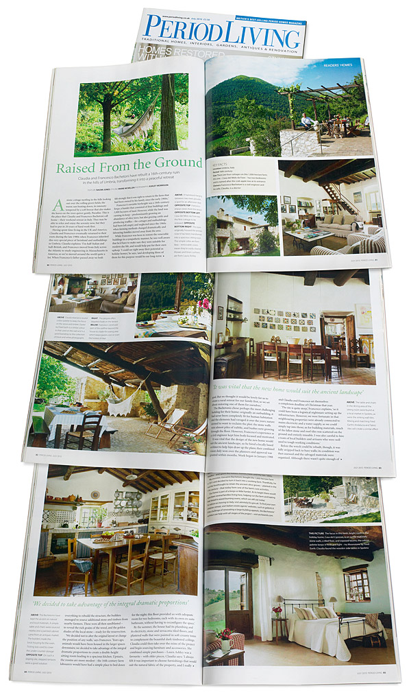 Pages 82 to 86 of the July 2010 issue of Period Living magazine - featuring Claudia and Francesco Bachetoni's 16th-century borgo which is part of the Pianciano hamlet near Spoleto in Italy.