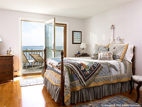 The lighthouse bedroom in Rick Dean & Maria Sylvia's beach house in Mystic