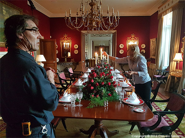 Behind the scenes during the dining room shoot in Straffan House at The K Club in County Kildare.