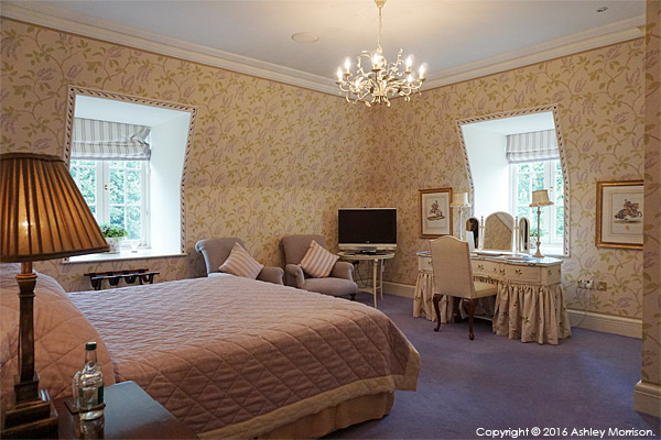 The original picture taken of the lilac bedroom in Straffan House at The K Club in County Kildare.