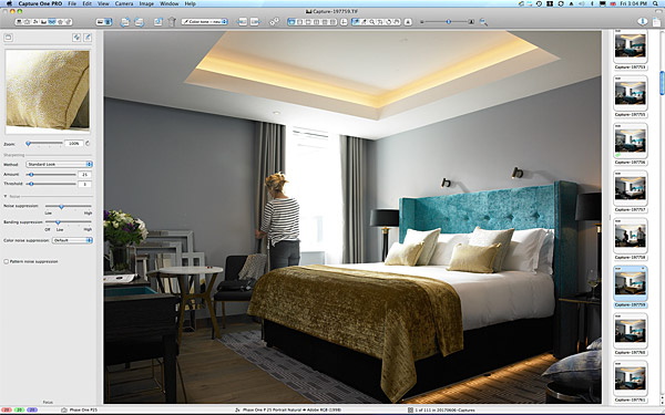 Behind the scenes during the shoot of the Delux room at the Dylan Hotel in Dublin.